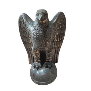 Rare Antique Solid Brass Flagstaff Eagle Dark Acadia Rustic Statue Patriotic